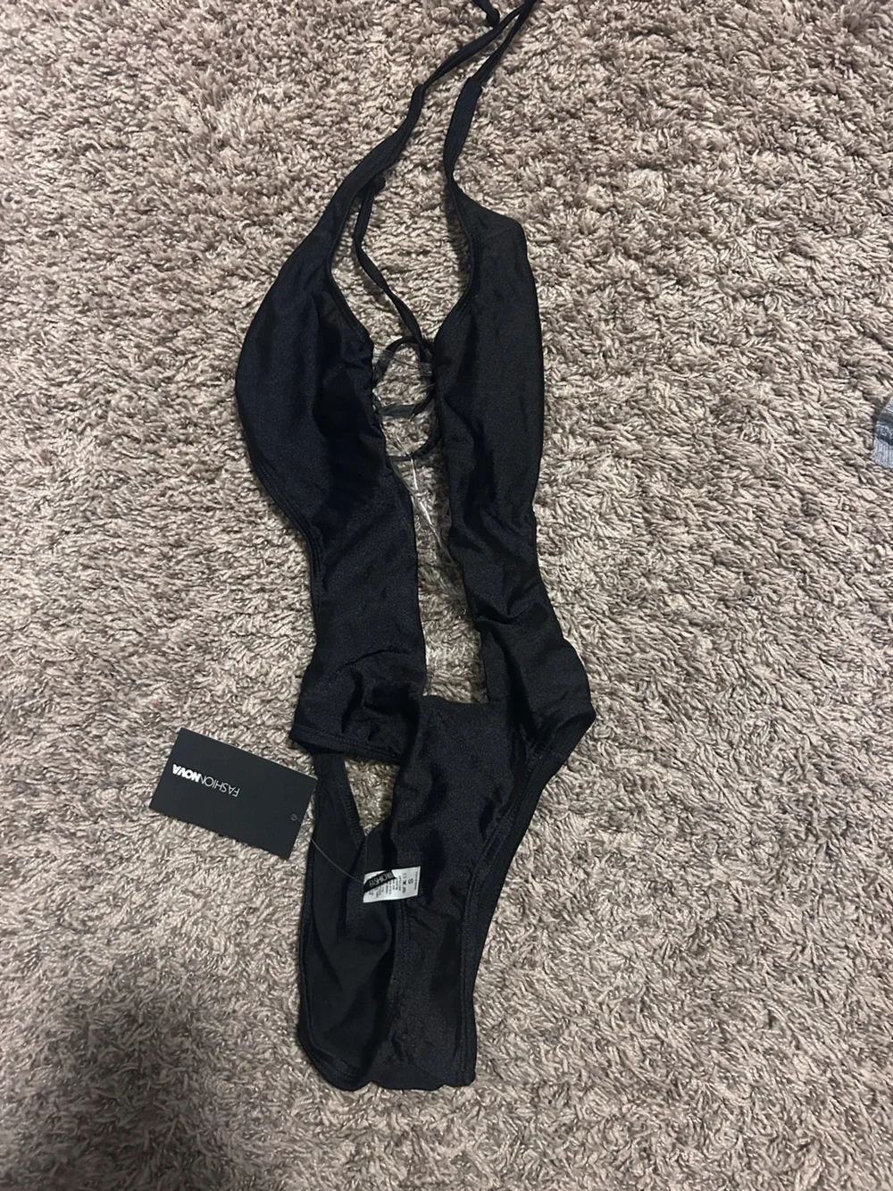 Fashion Nova Black One-Piece Cutout Swimsuit
